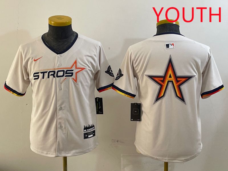 Youth Houston Astros Blank Cream three generations Joint Name 2025 Nike MLB Jersey style 41413
